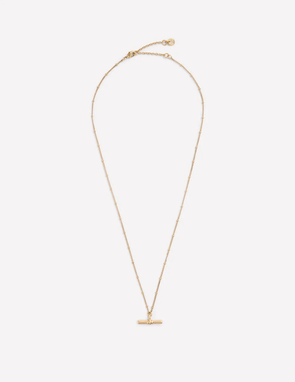 Fine T-bar Pendant Necklace-Gold Colour - 1
