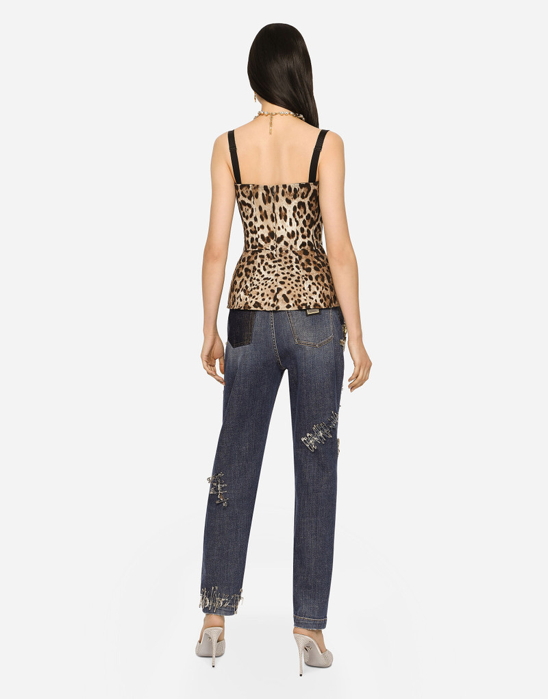 Leopard-print drill shaper corset with laces 3
