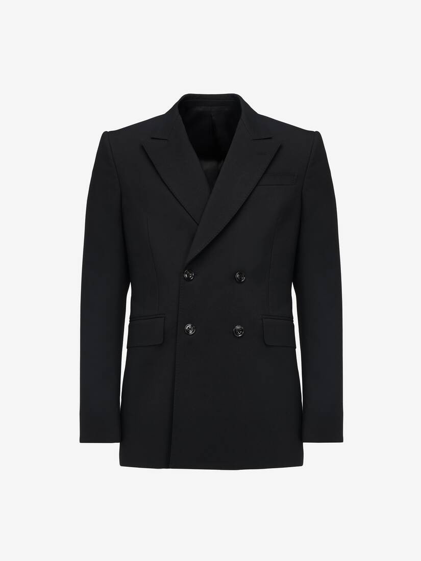 Men's Neat Shoulder Double-breasted Jacket in Black - 2