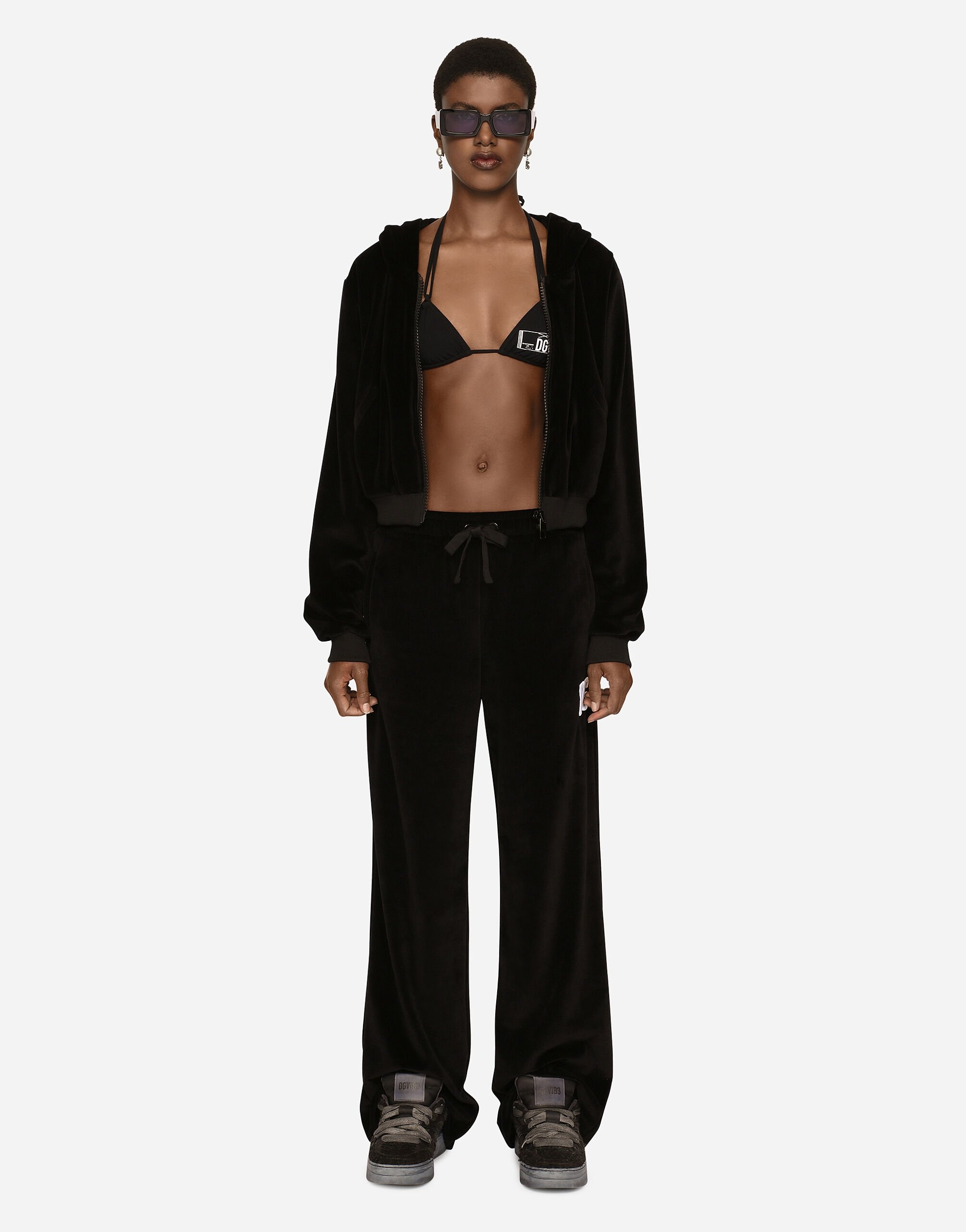 Cotton chenille jogging pants with DGVIB3 embroidery - 3