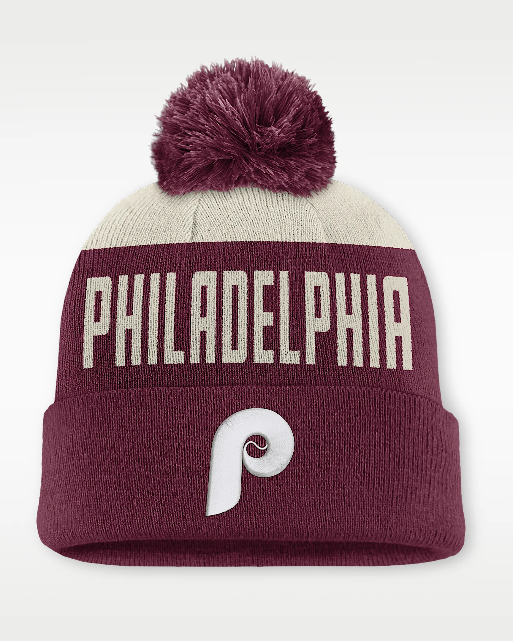 Philadelphia Phillies Cooperstown Peak Men's Nike MLB Cuffed Pom Beanie - 1