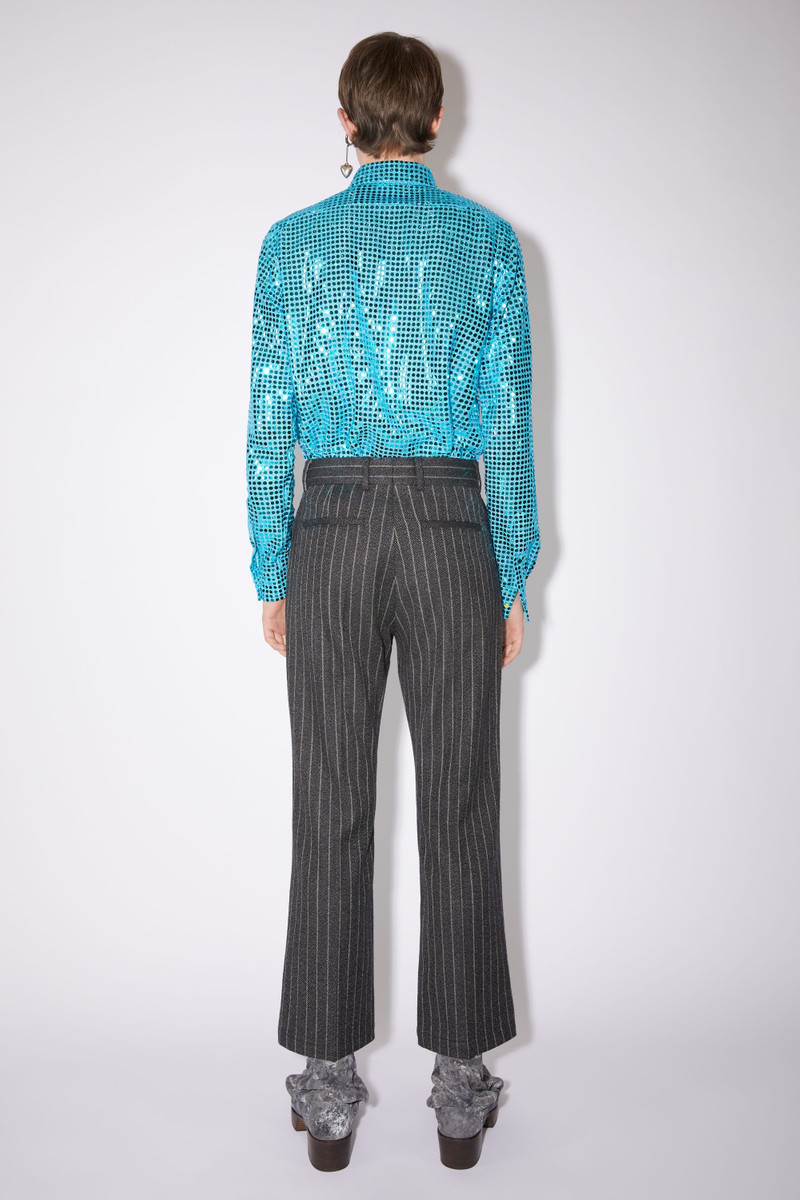 Pinstripes wool-blend tailored trousers - Dark grey 3