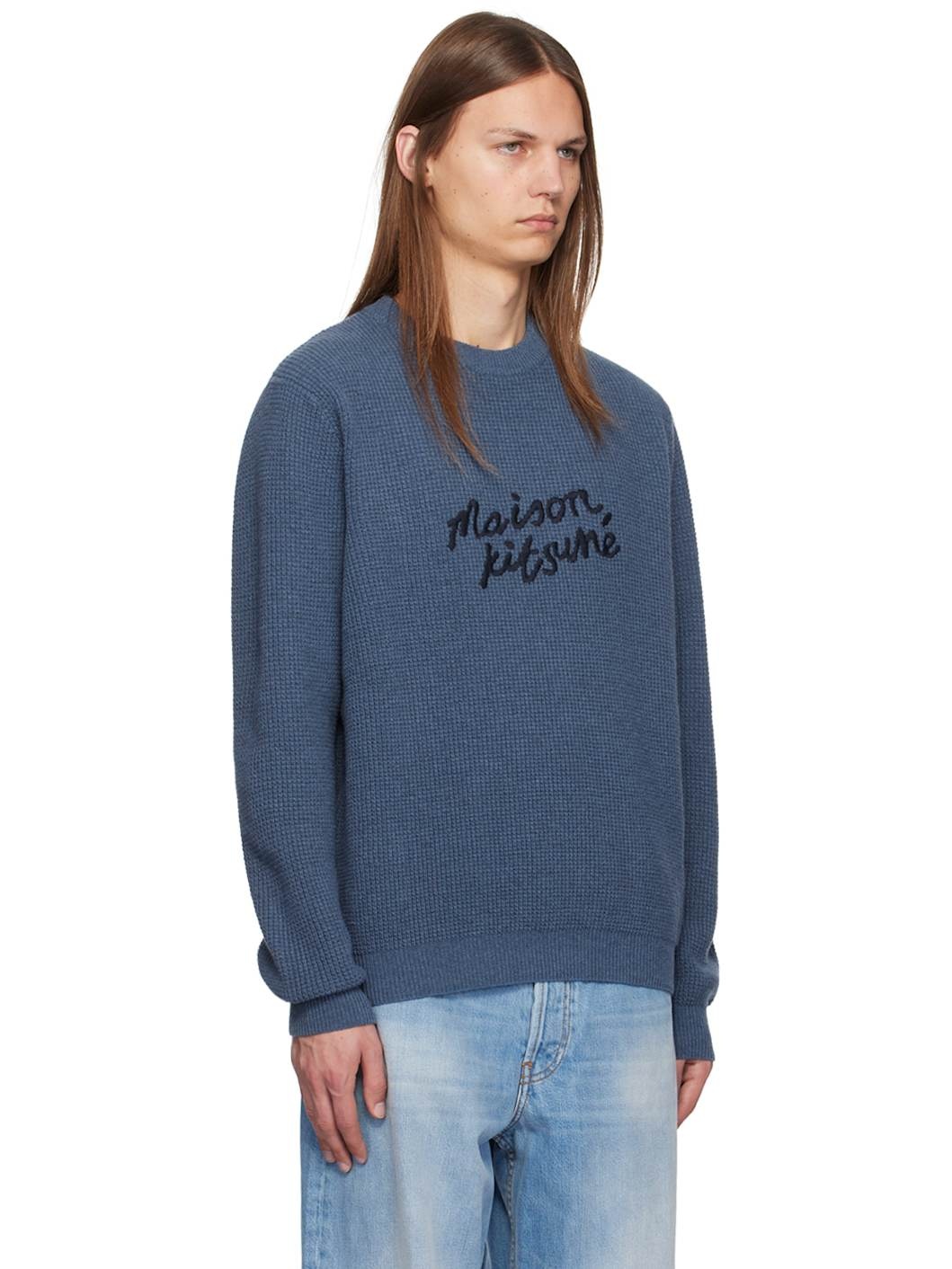 Blue 'Maison Kitsuné' Handwriting Sweater - 2