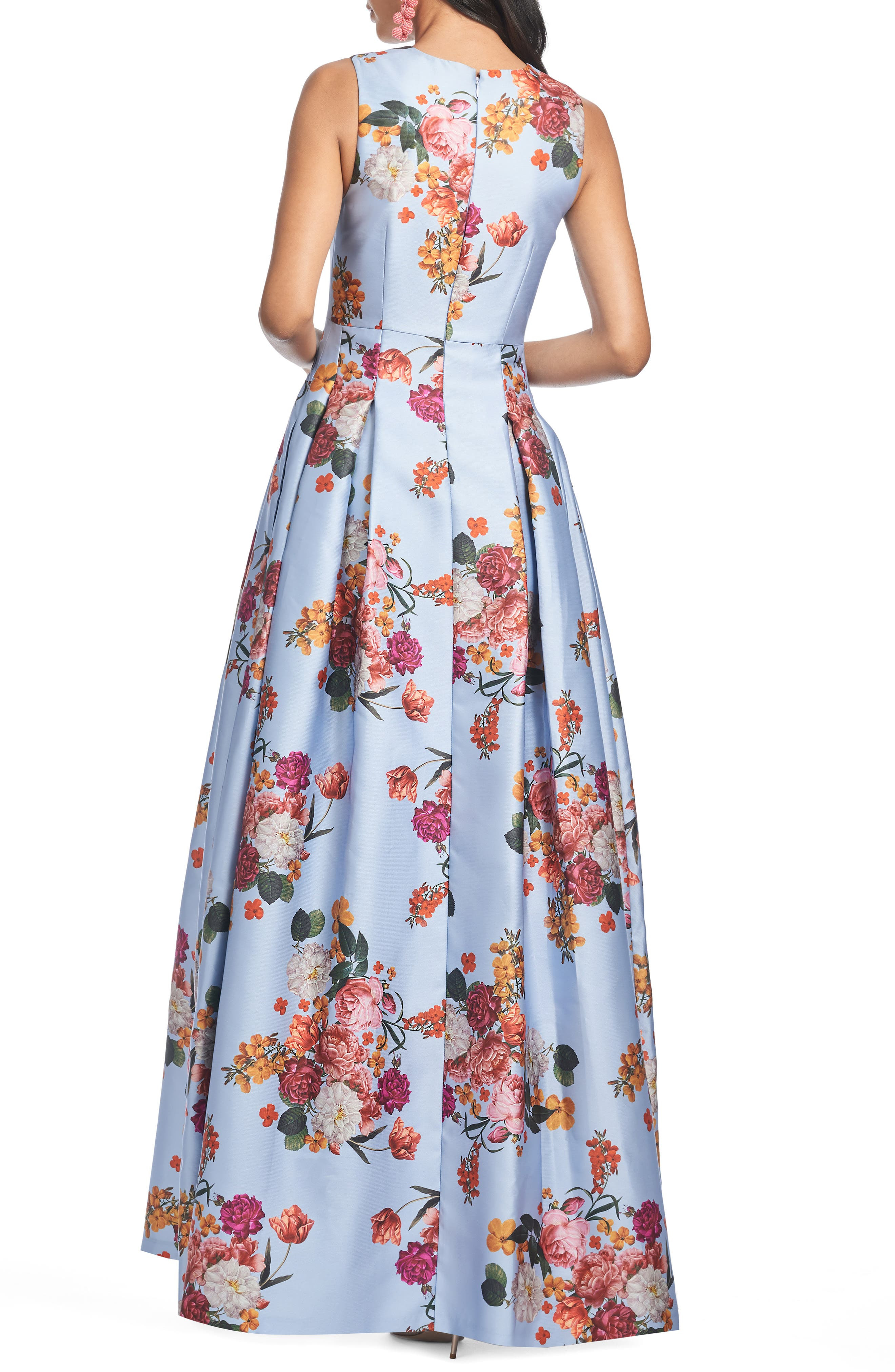Sachin & Babi Brooke Floral Sleeveless Mikado Gown in Glacial Blue Bright Bouquet at Nordstrom - 2
