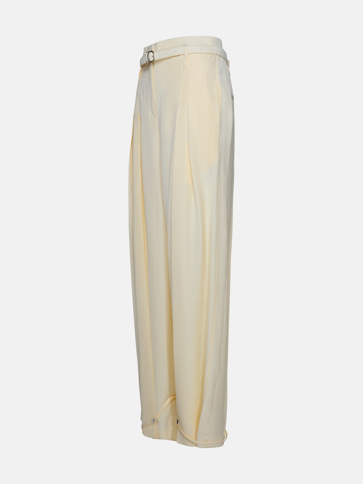 CREAM SILK BLEND TROUSERS - 2