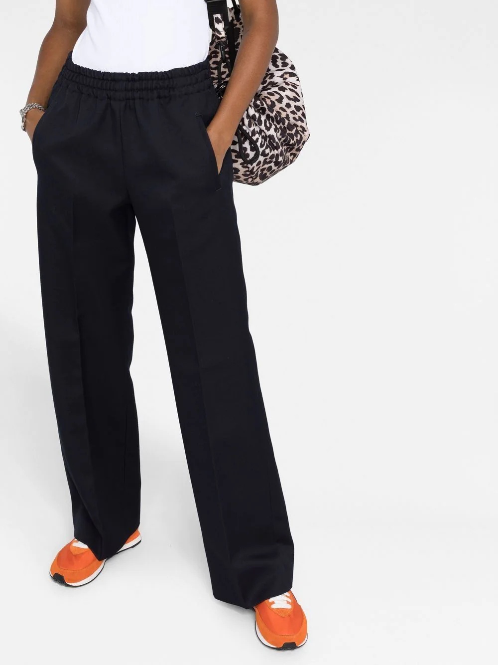elasticated high-waist trousers - 5