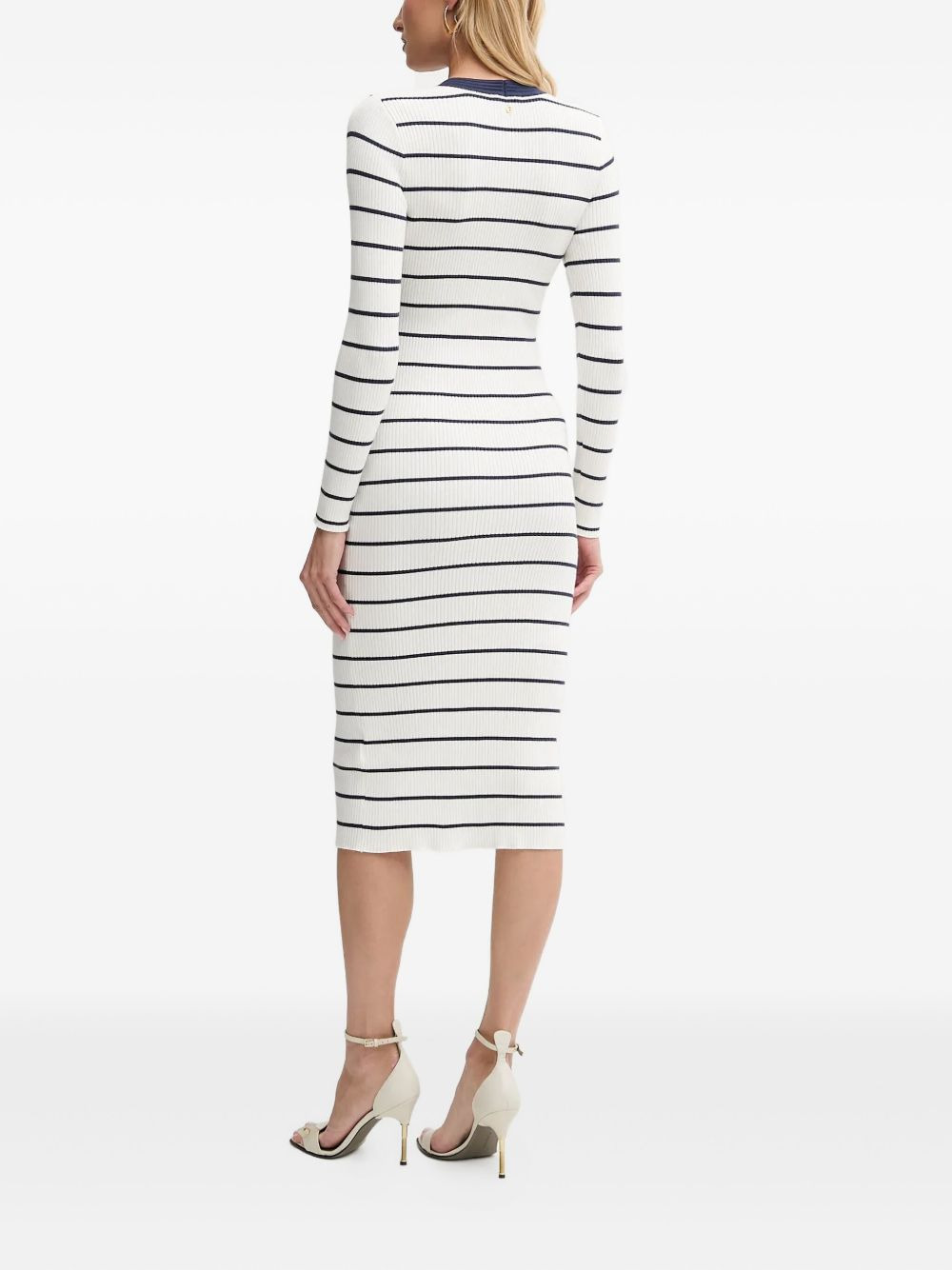 striped button-front midi dress - 2