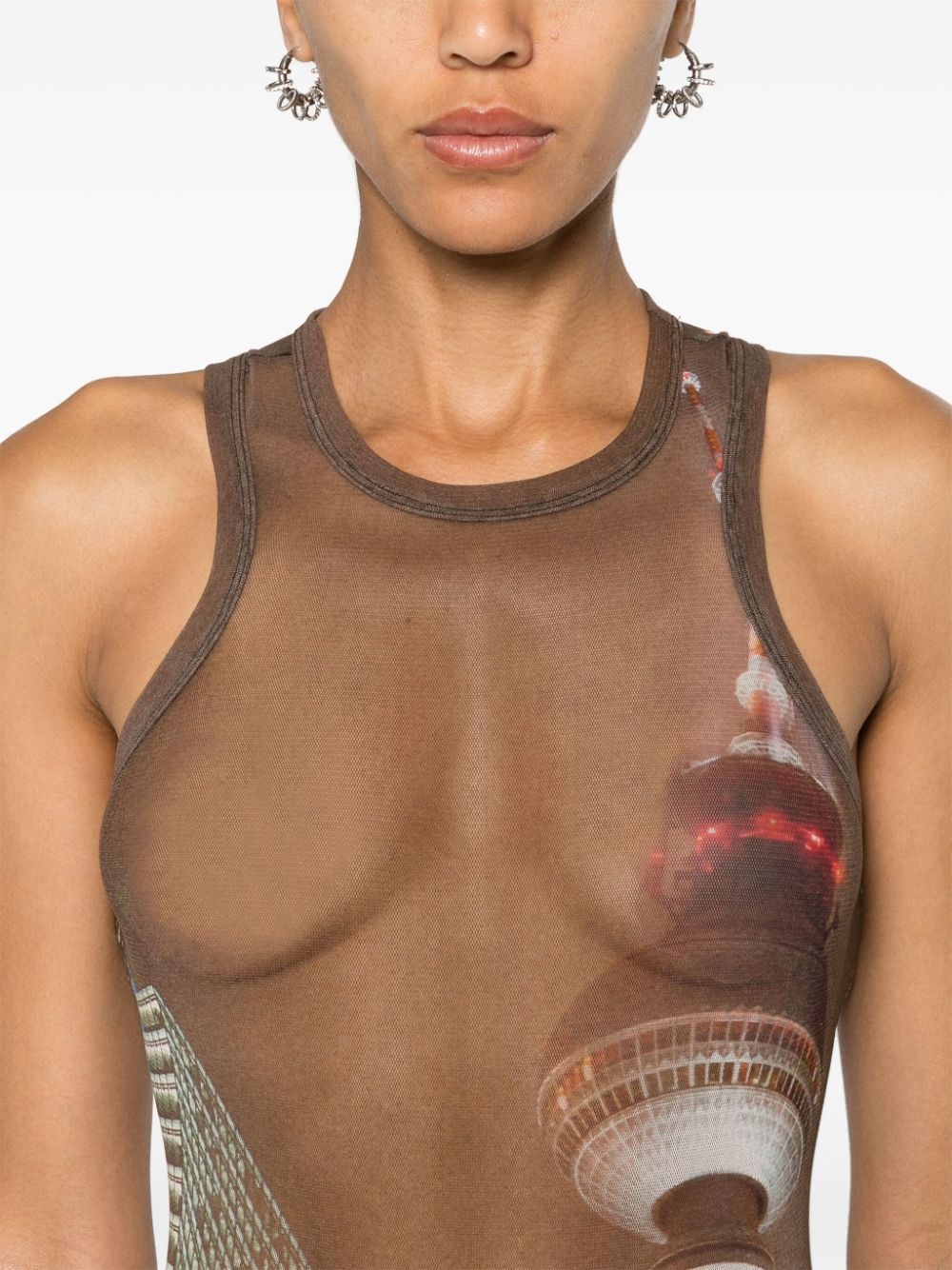 sheer mesh printed bodysuit - 5