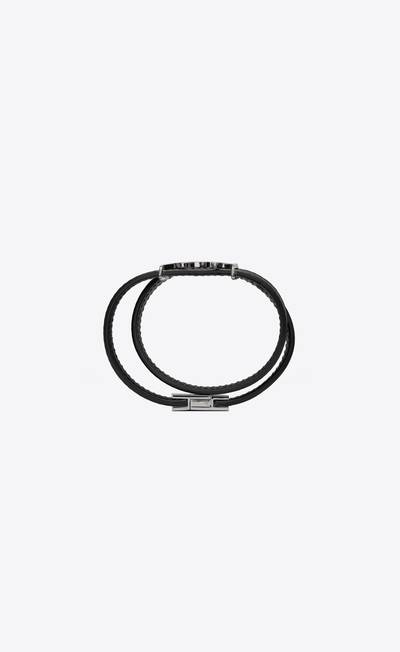 SAINT LAURENT opyum double wrap bracelet in leather and metal outlook