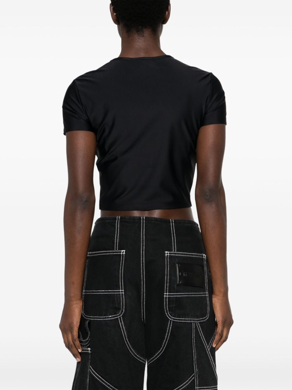 logo-print cropped T-shirt - 4