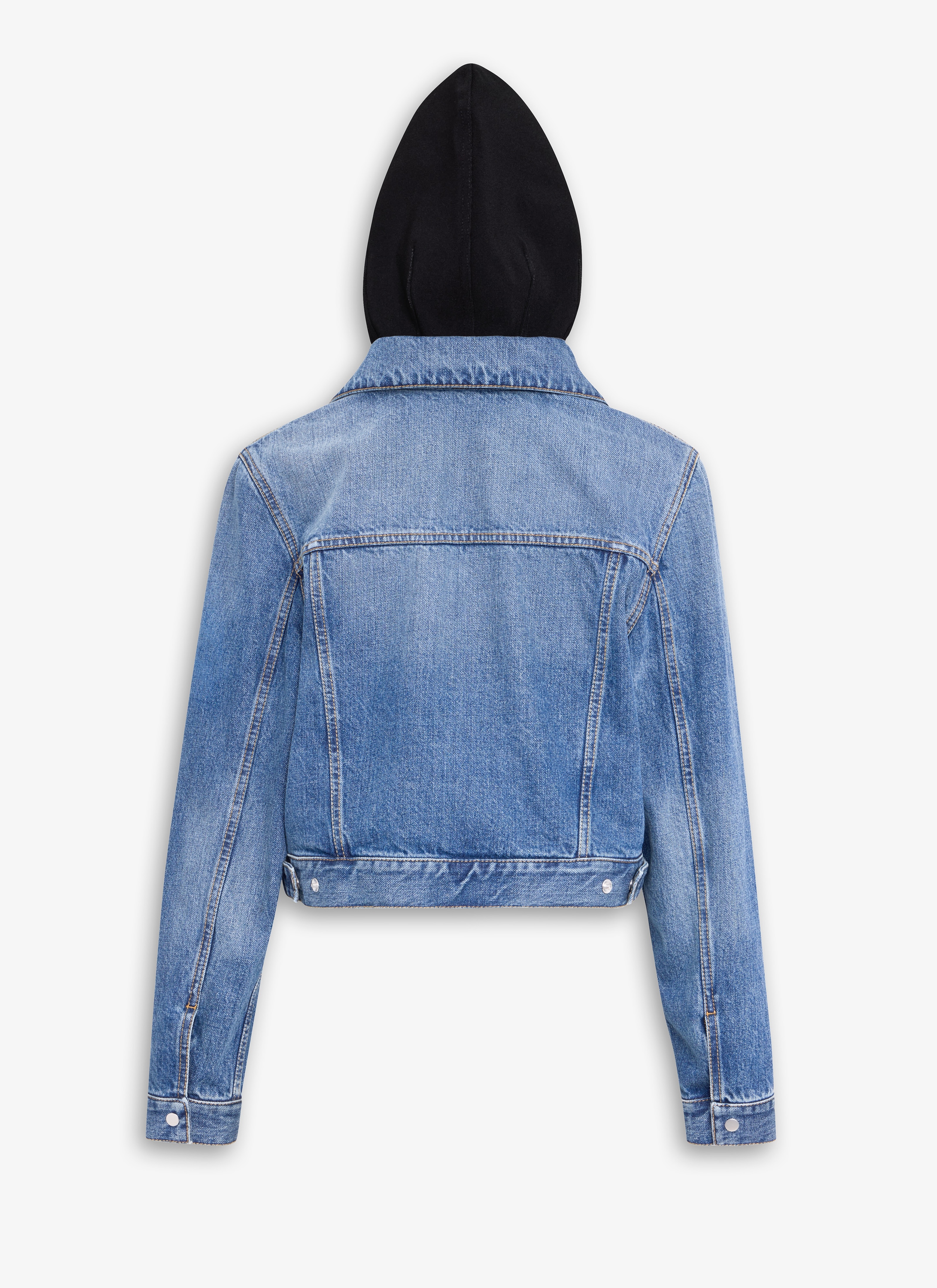 DENIM  JACKET WITH KNITTED HOOD - 4