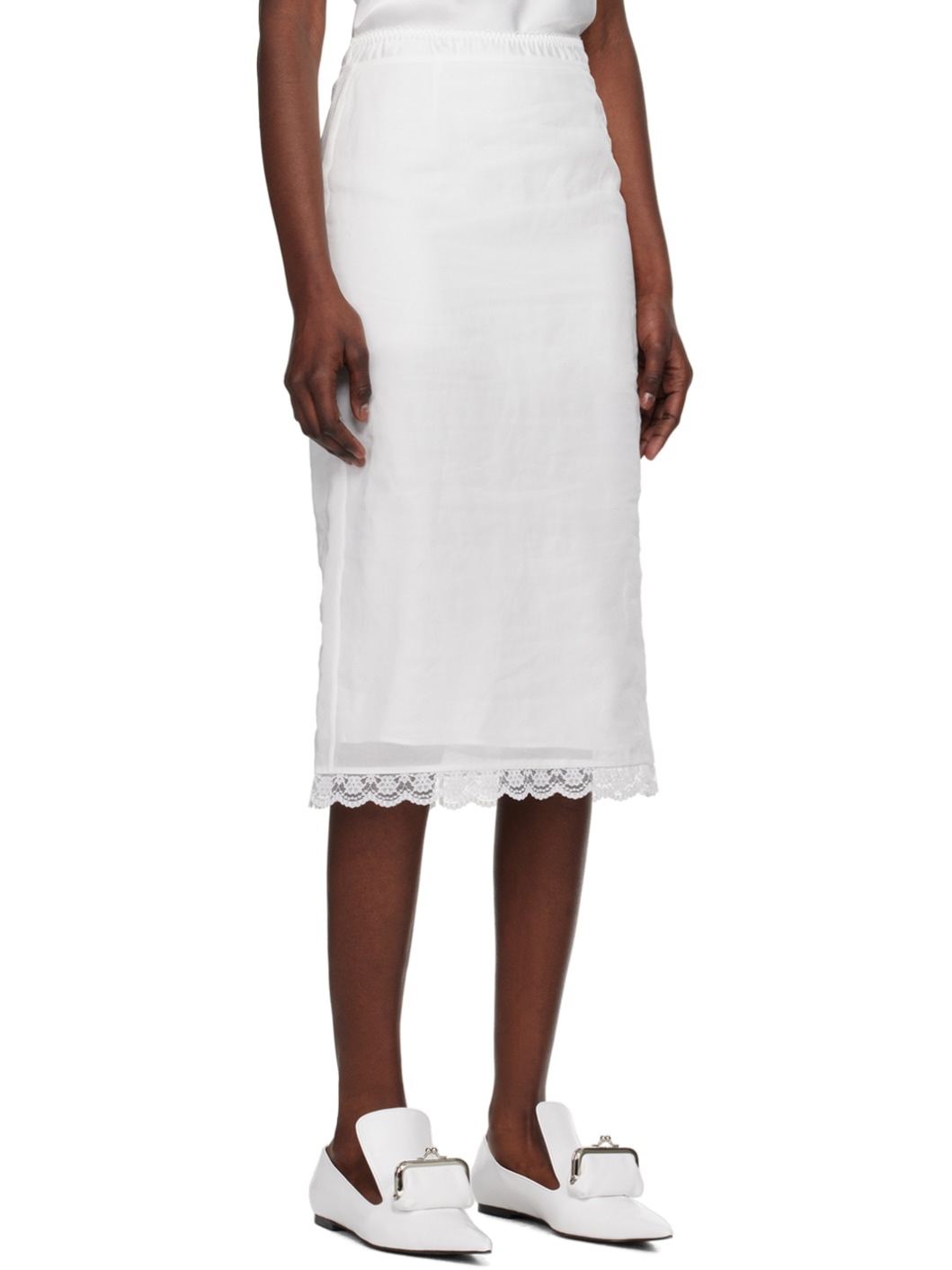 White Sheer Midi Skirt - 2