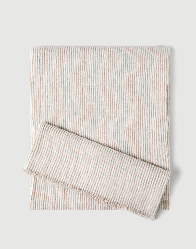 Brunello Cucinelli Sparkling striped linen scarf outlook