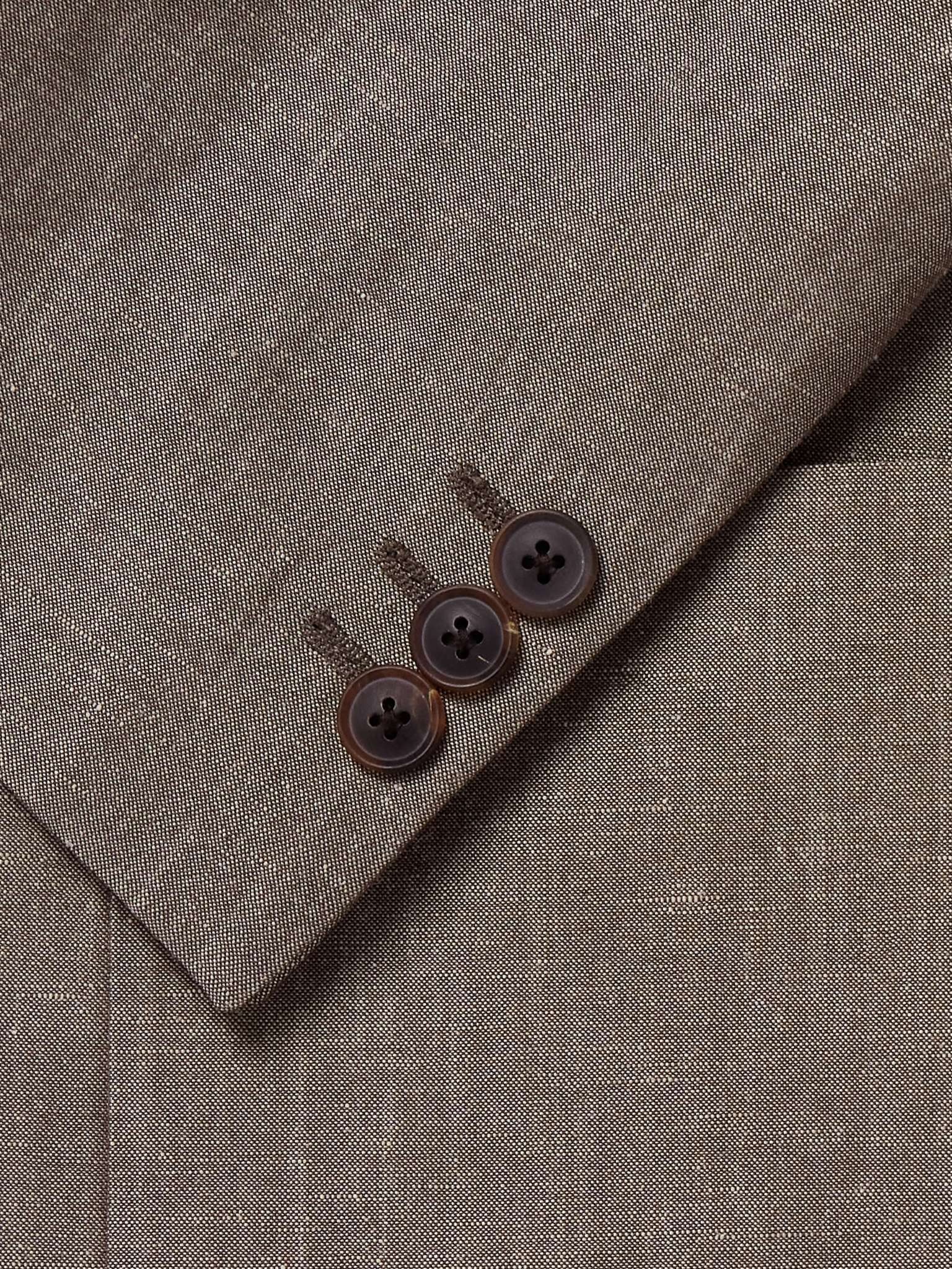 Double-Breasted Linen and Wool-Blend Suit Jacket - 5
