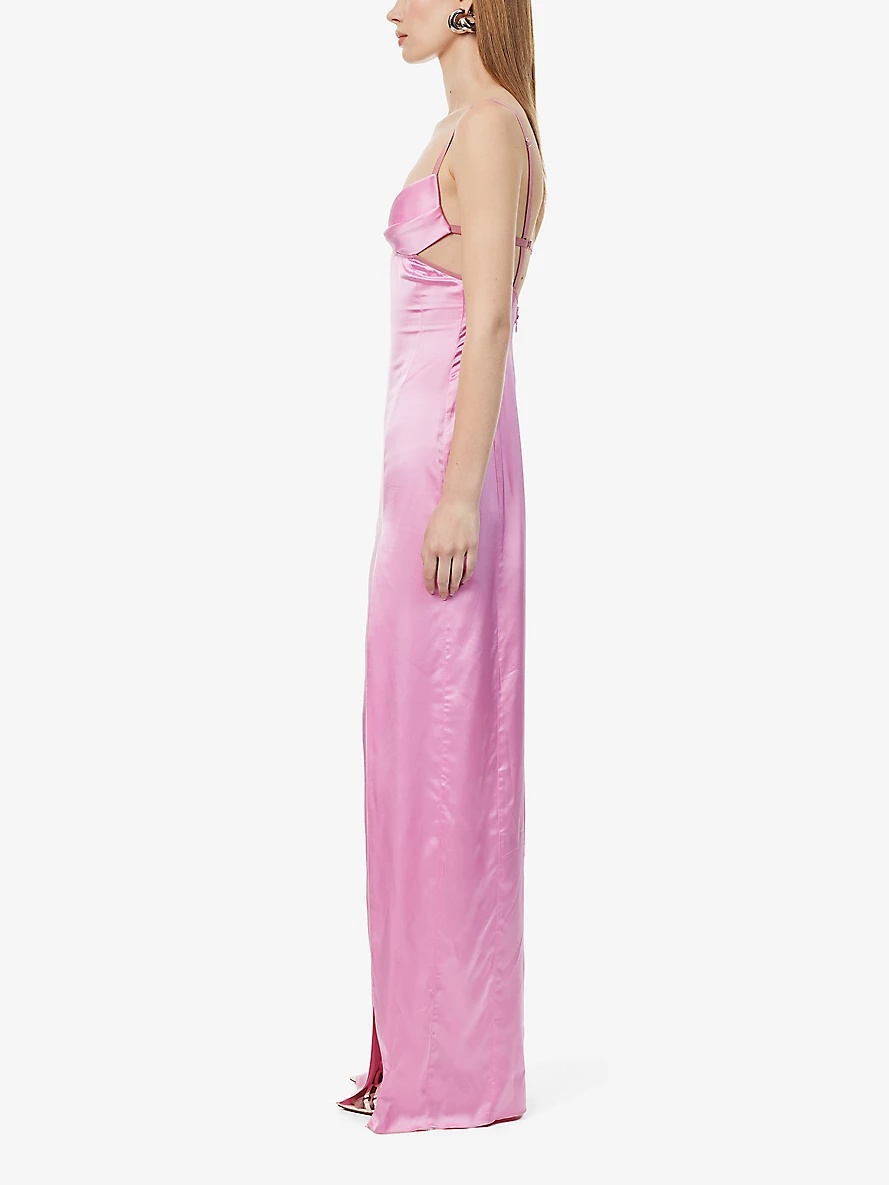 Split-hem sweetheart-neckline satin gown - 3