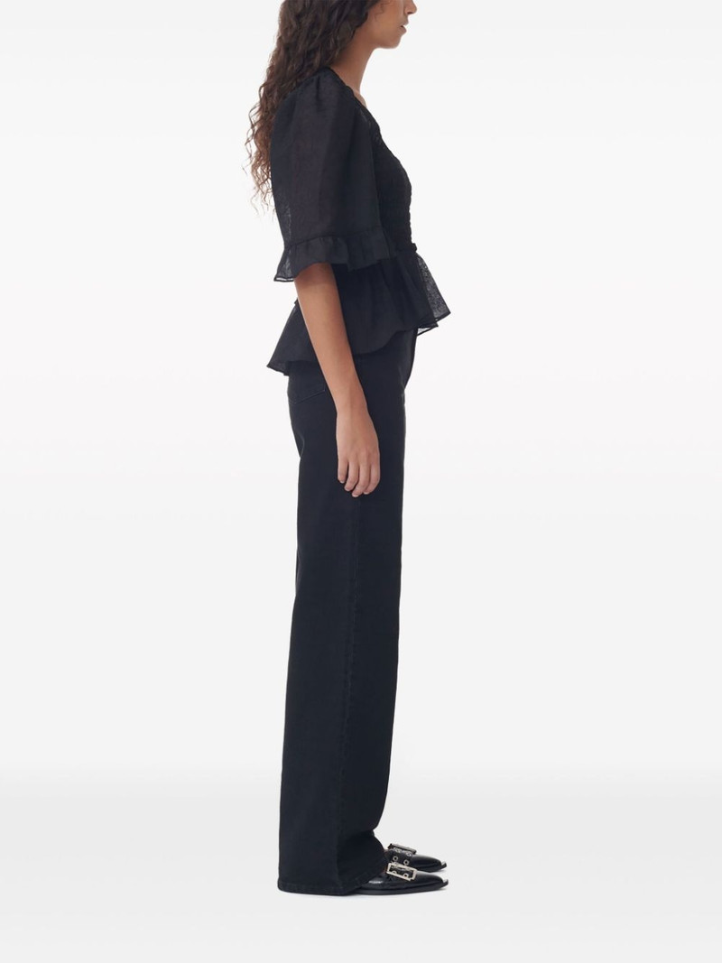 Crinkled Georgette Smock Blouse 3