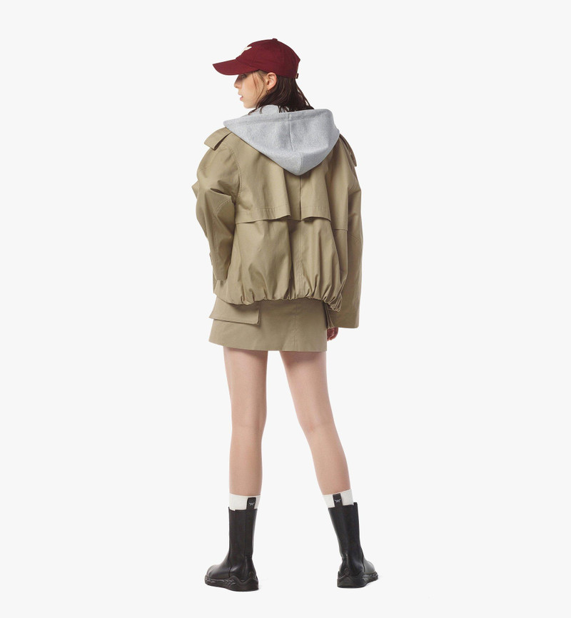 Oversized Cropped Trench Coat w/ Detachable Hood 5