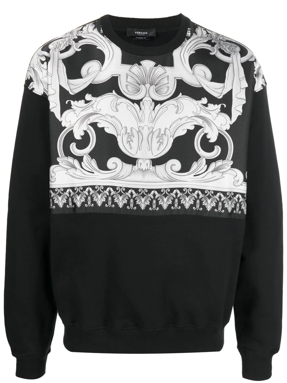 baroque-print detail sweatshirt - 1