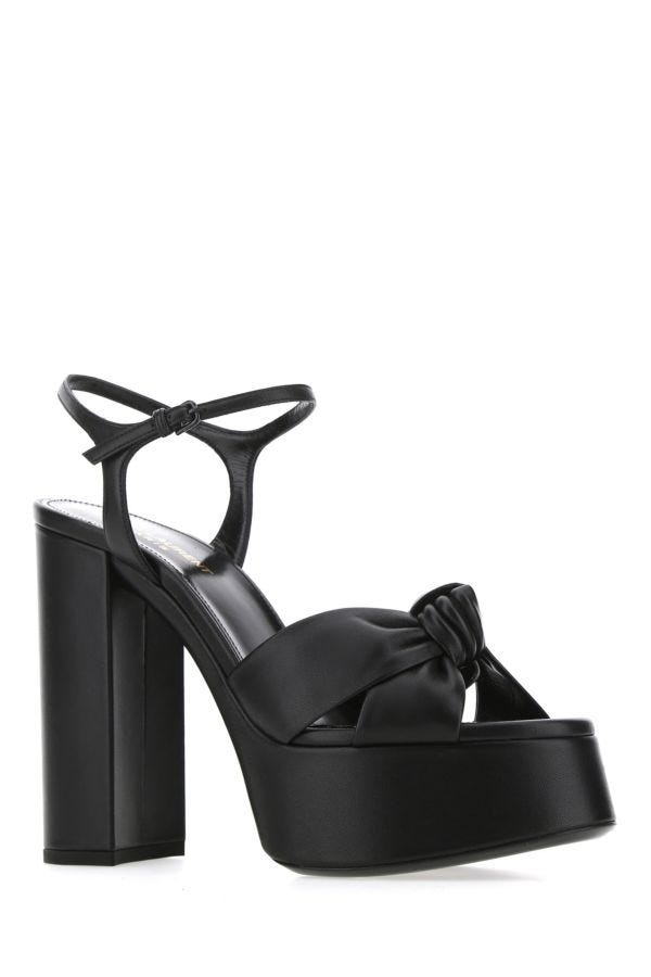 Saint Laurent Woman Black Leather Bianca 85 Sandals - 2