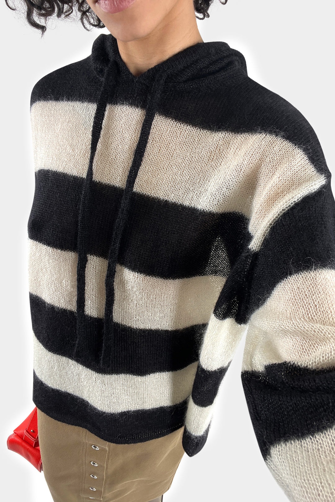 HOODIE / wool / cream & black stripes - 6