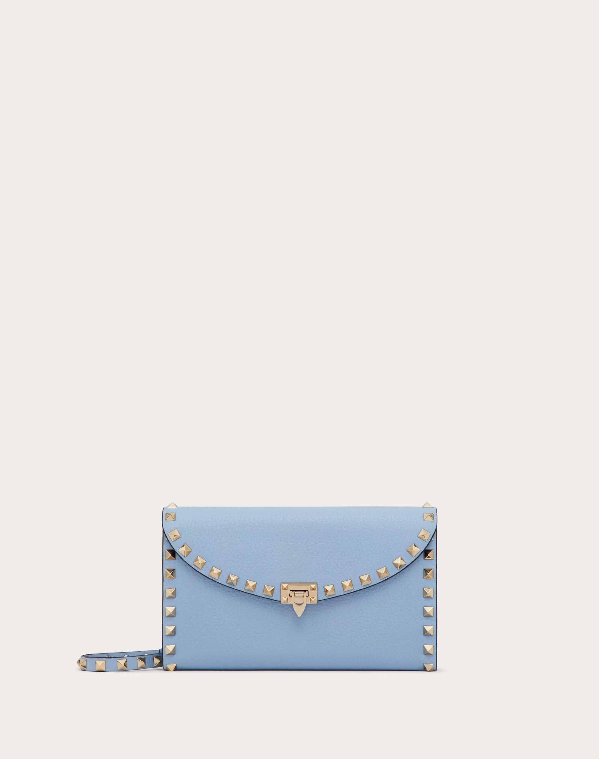ROCKSTUD WALLET WITH CHAIN IN GRAINY CALFSKIN - 1