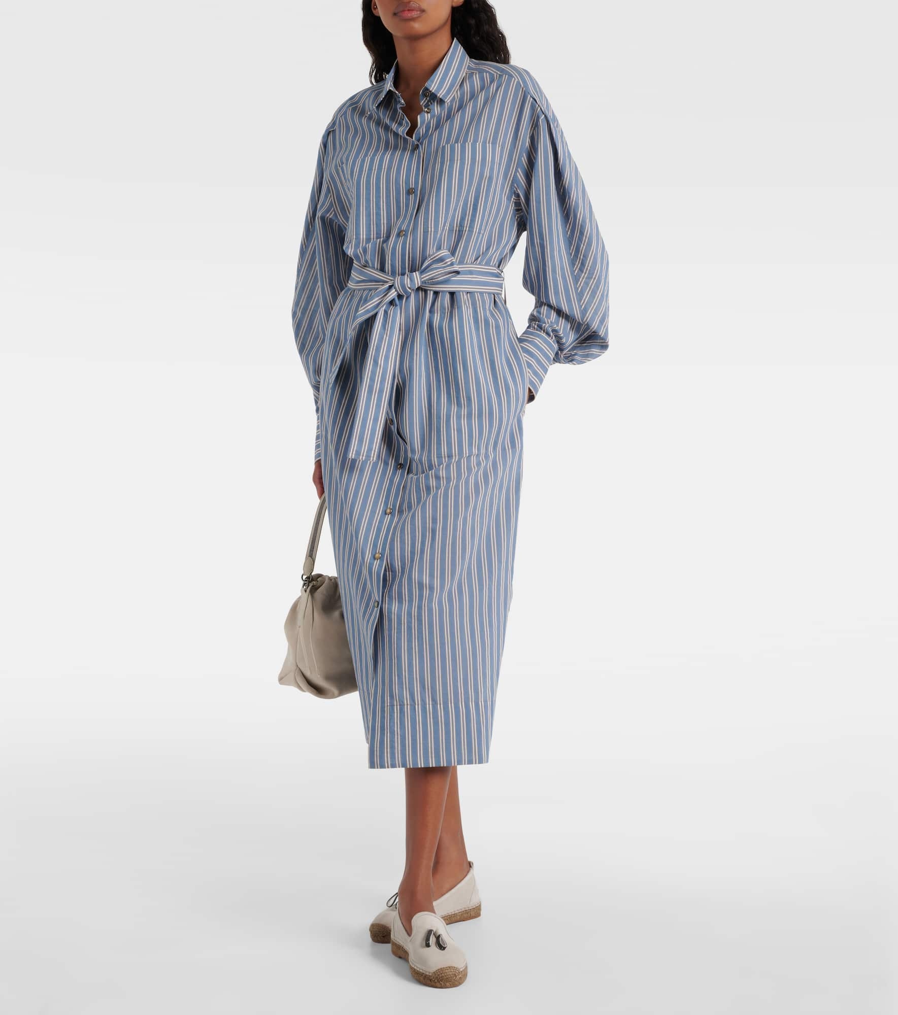 Striped cotton and silk shirt dress - 2