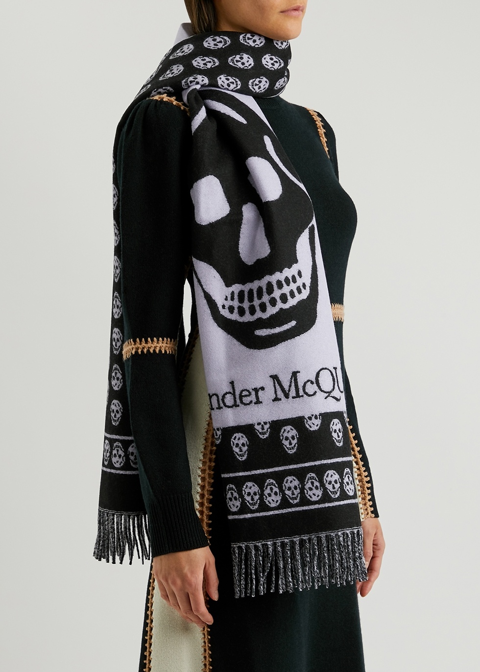 Skull and logo wool scarf - 2