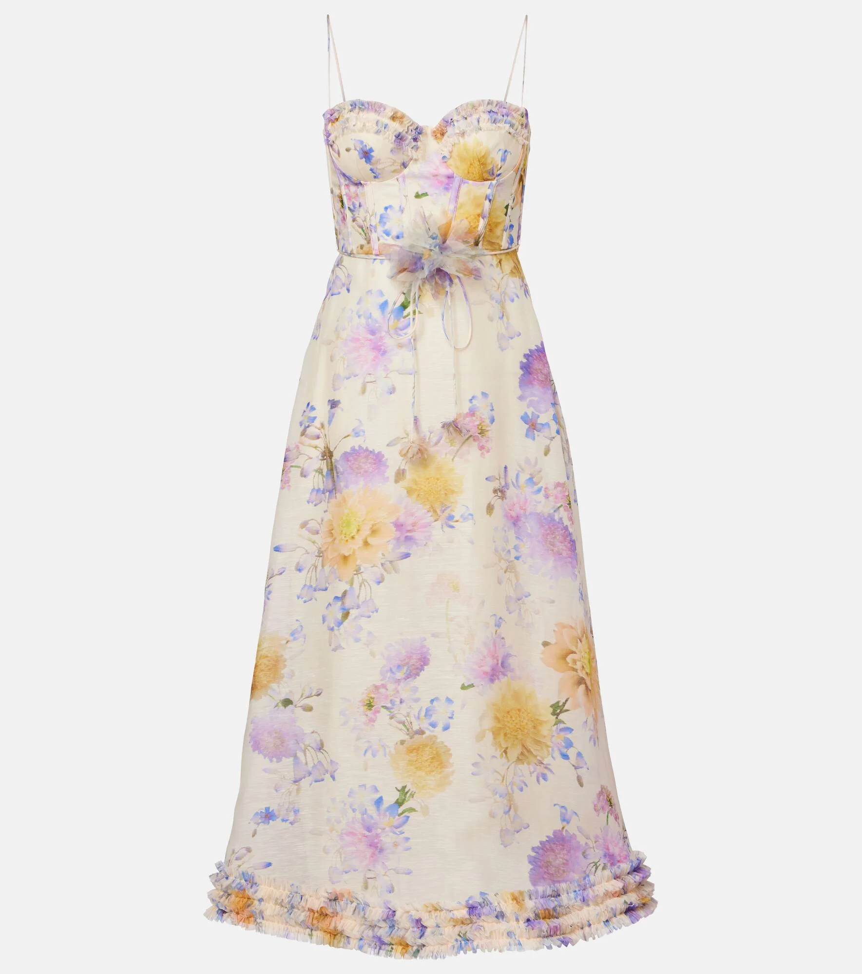 Luna floral linen and silk midi dress - 1