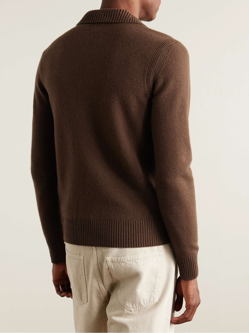 Suede-Trimmed Wool-Blend Half-Zip Sweater 4