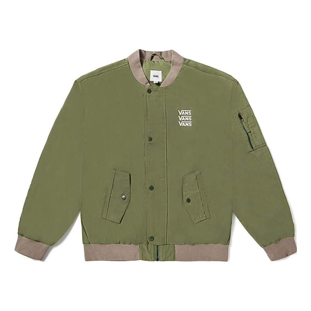 (WMNS) Vans Triple Logo Baseball Jacket 'Green' VN000BZEZBF - 1
