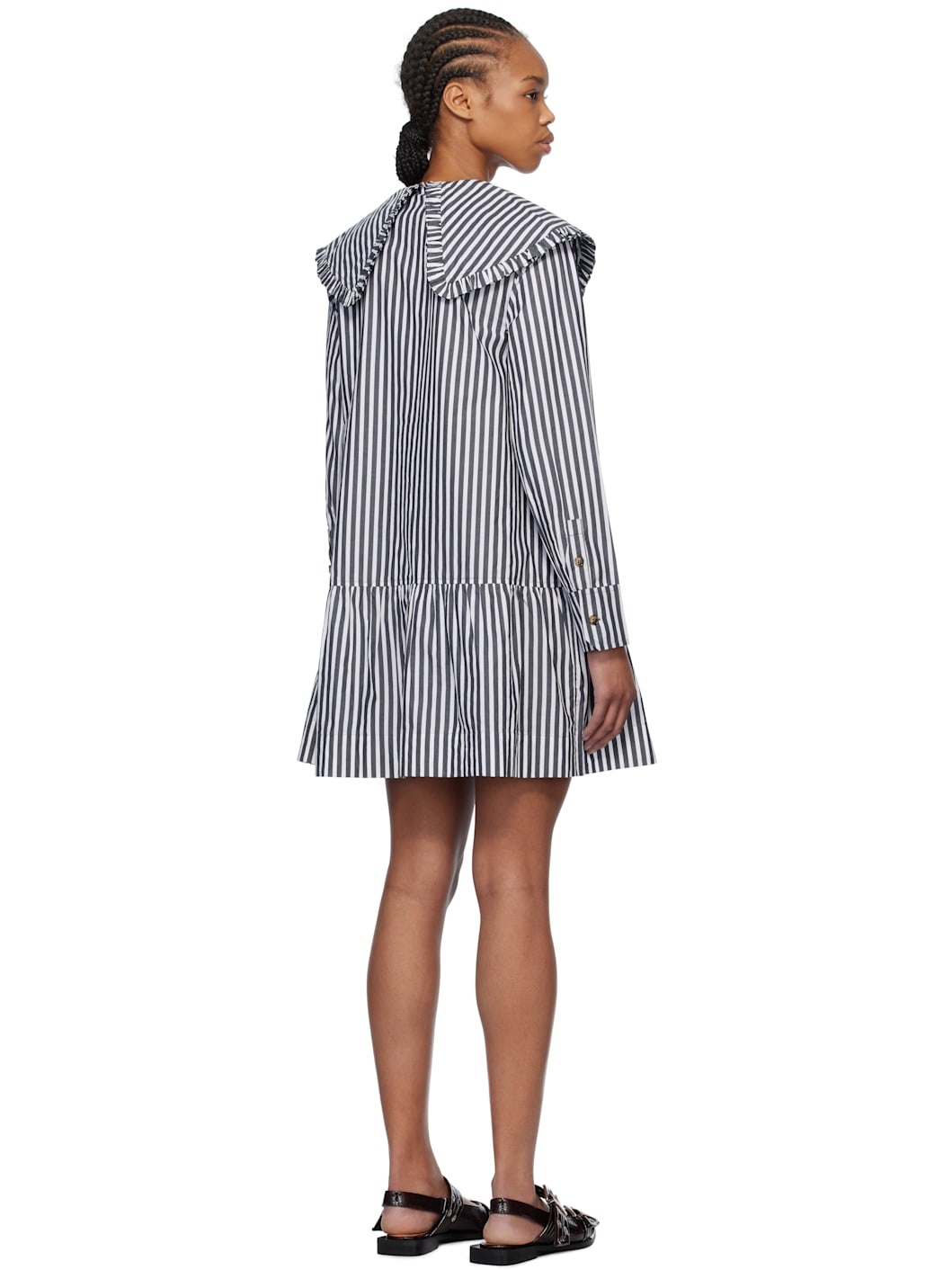 Black & White Stripe Shirt Minidress - 3