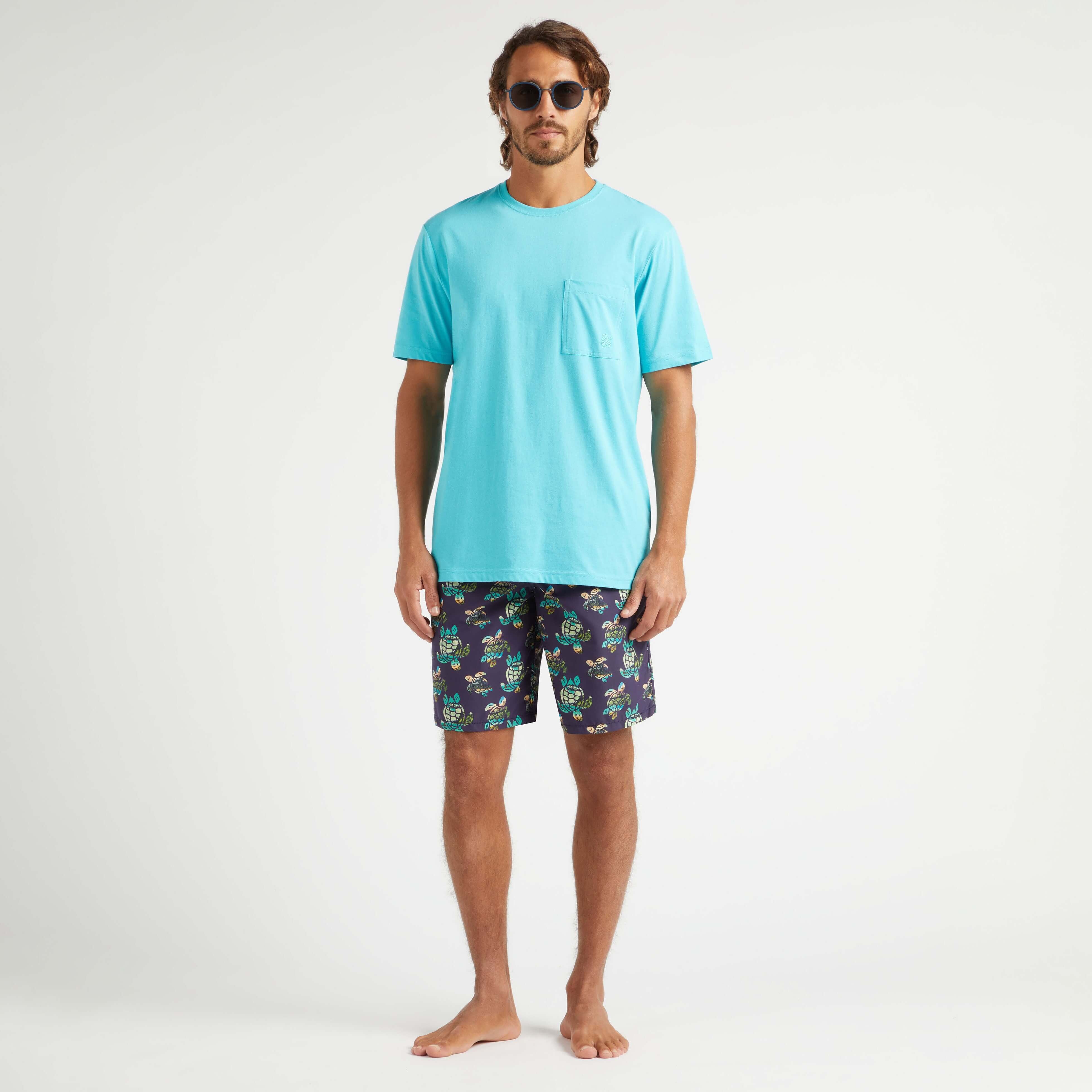 Men Long Swim Trunks Landscapes Turtles - 5
