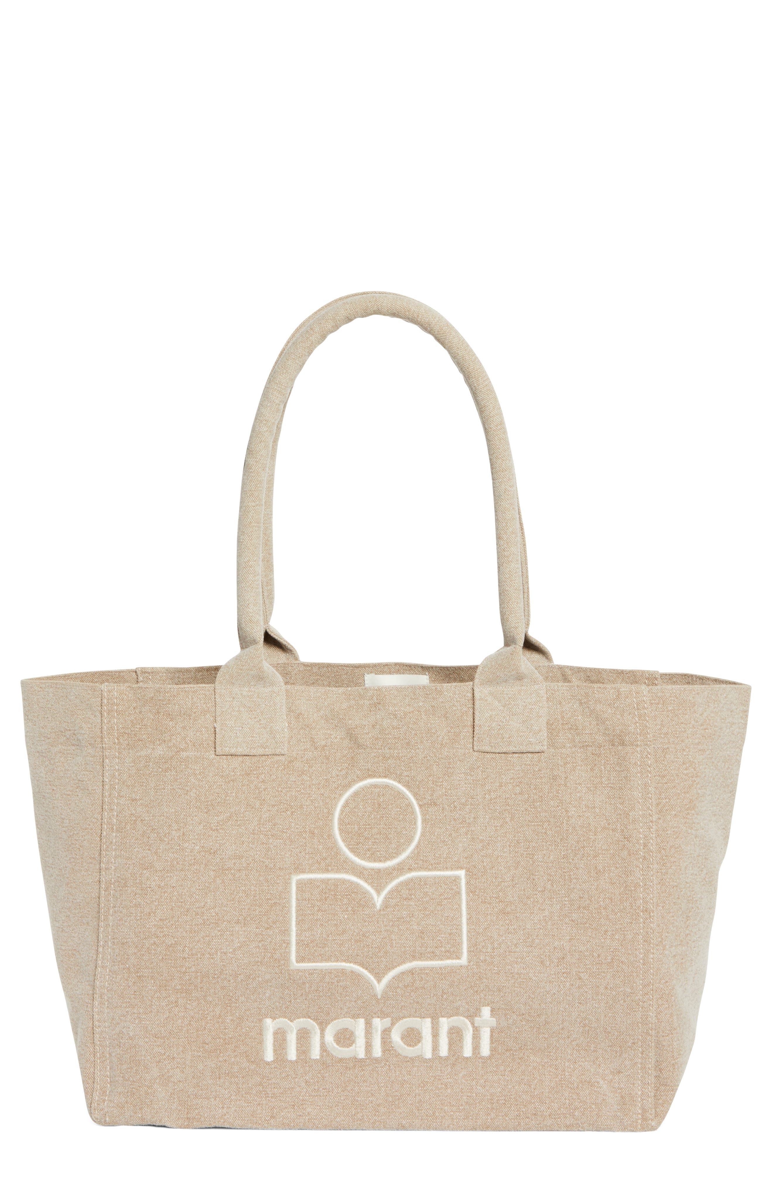 Isabel Marant Yenky Zipped Embroidered Logo Canvas Tote in Beige at Nordstrom - 1