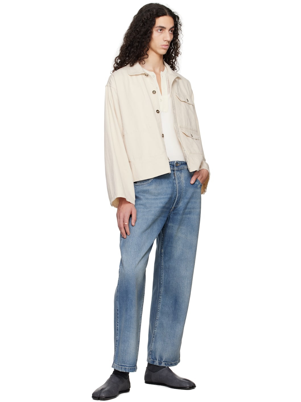 Blue Distressed Jeans - 4