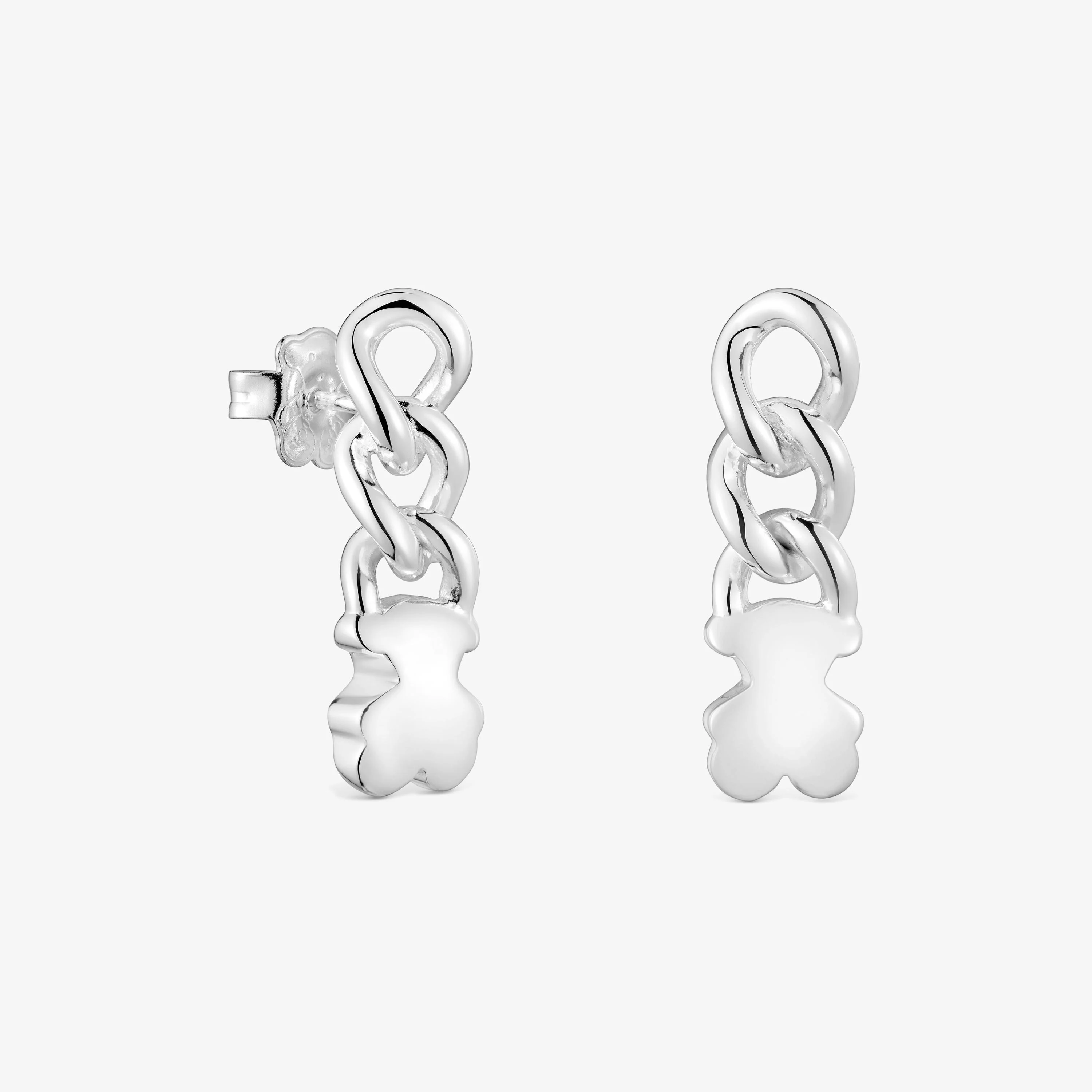 Short silver bear Earrings Bold Motif - 1