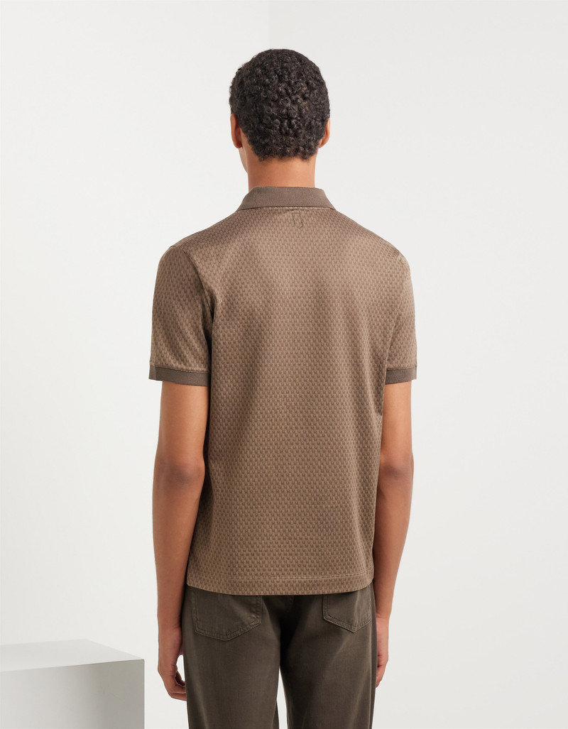BROWN-HAZELNUT COTTON JACQUARD POLO SHIRT 3