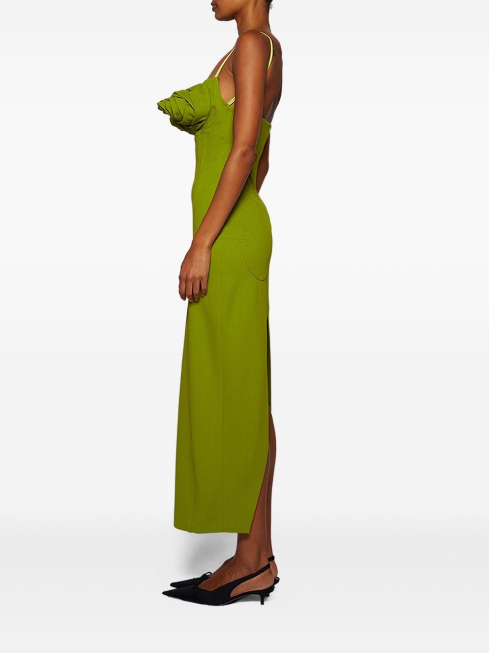 rose-embellished midi dress - 3
