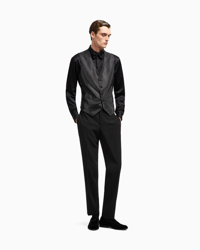 모든 RHINESTONES를 가진 VISCOSE BLEND에 있는 단식된 WAISTCOAT 2