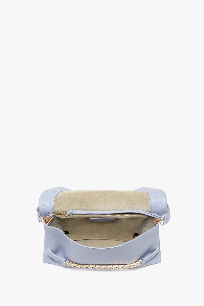 Chain Pouch With Strap In Frost Ostrich-Effect Leather 6