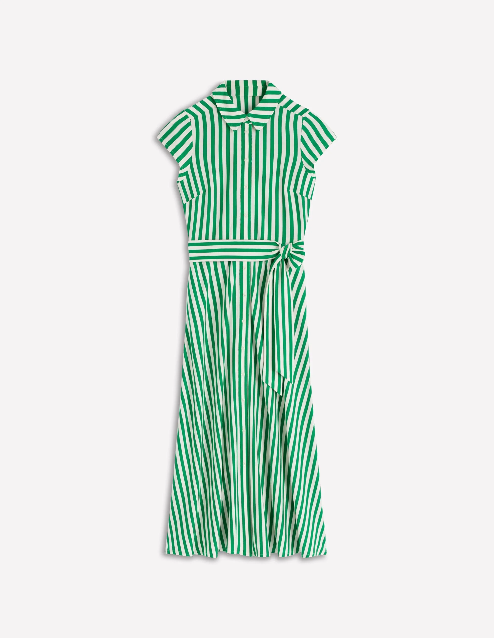 Marcia Jersey Shirt Dress-Green and Ivory Stripe - 1