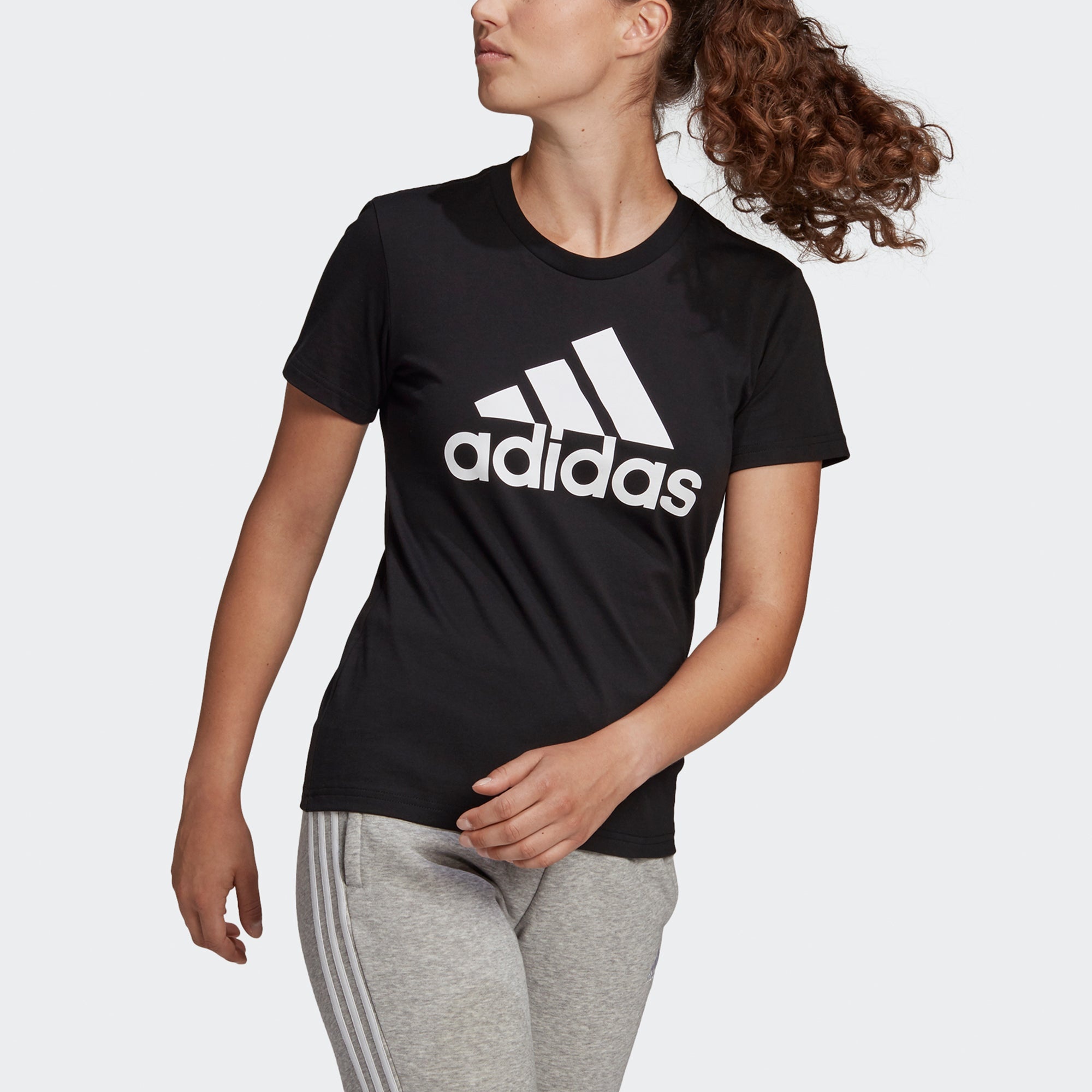 (WMNS) adidas W Bl T Sports Stylish Logo Printing Short Sleeve Black T-Shirt GL0722 - 2