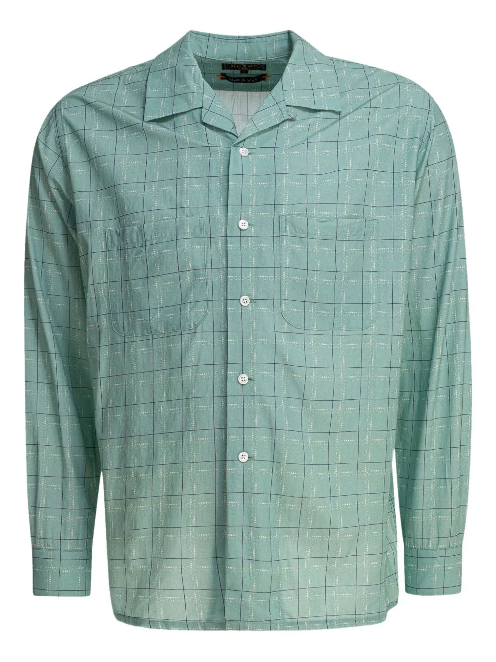 revere-collar grid-pattern shirt - 1