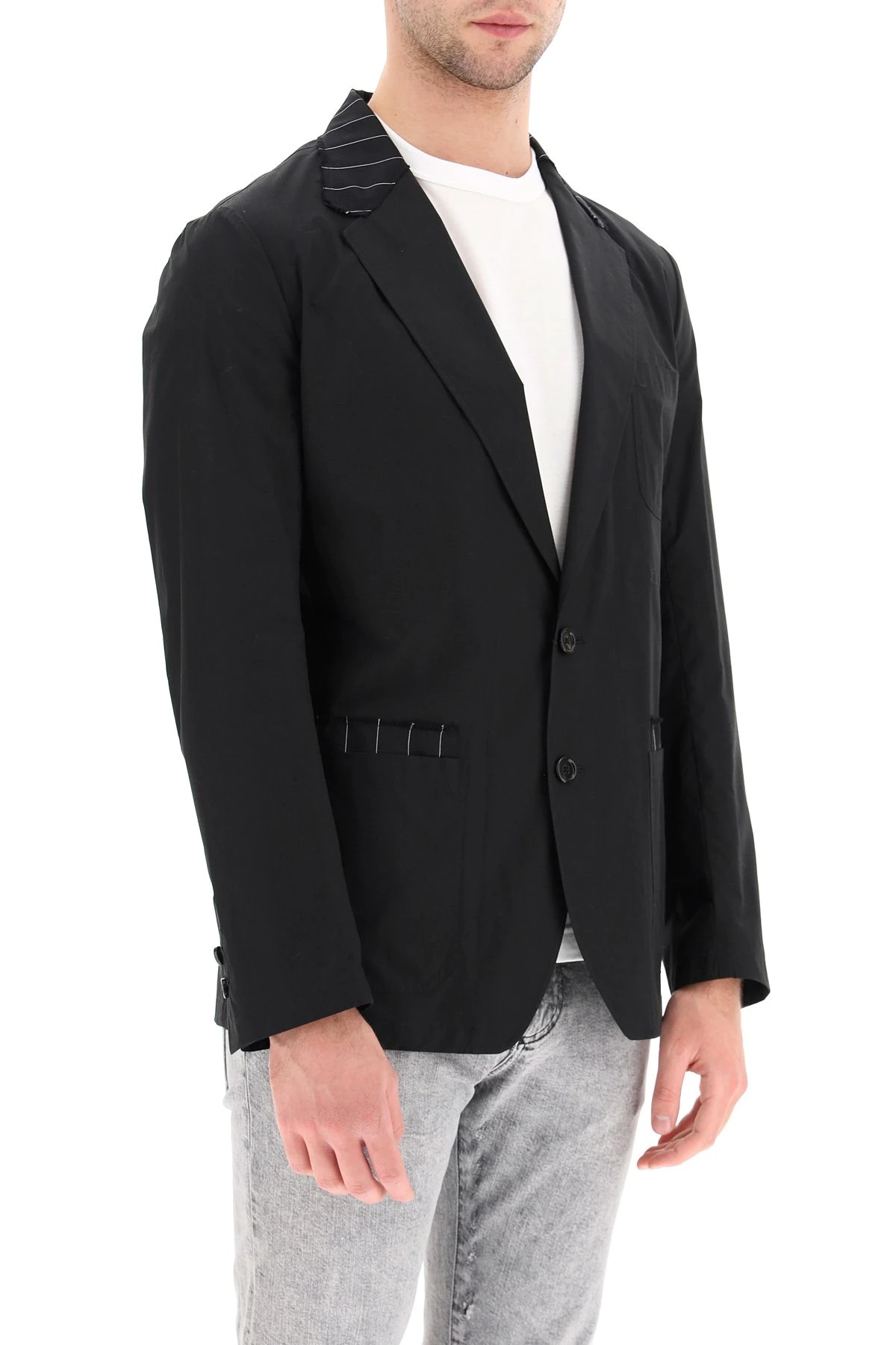 TAILORED BLAZER IN COTTON AND PINSTRIPE WOOL - 3