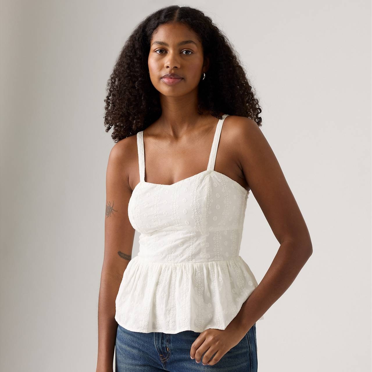 LULA EYELET PEPLUM TANK TOP - 2
