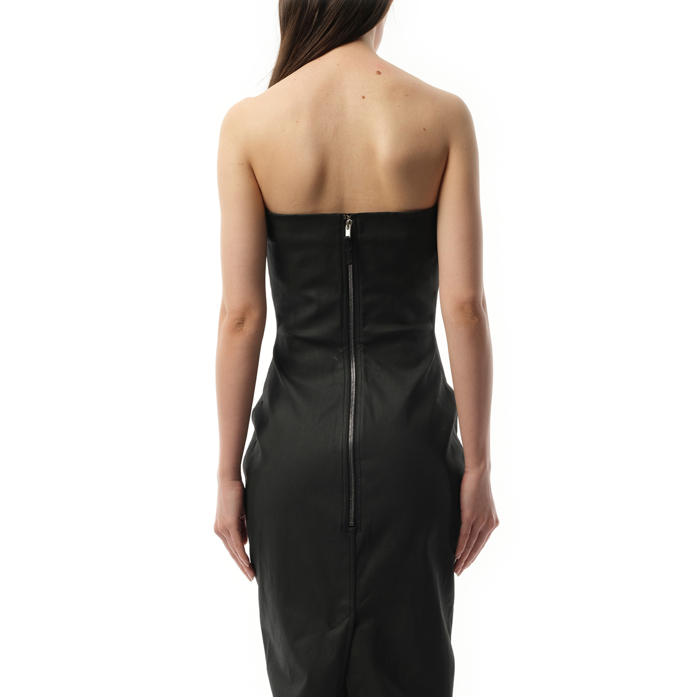 Stretch Denim Bustier Gown in Black - 6