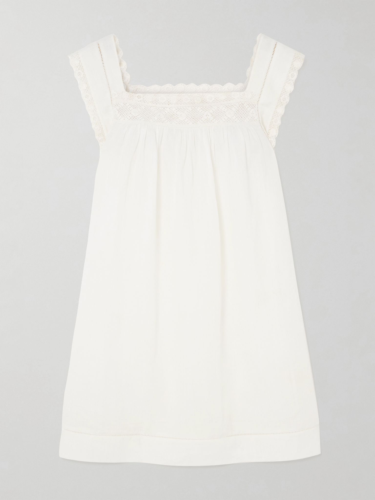 Almadia crochet-trimmed ramie mini dress White - 1