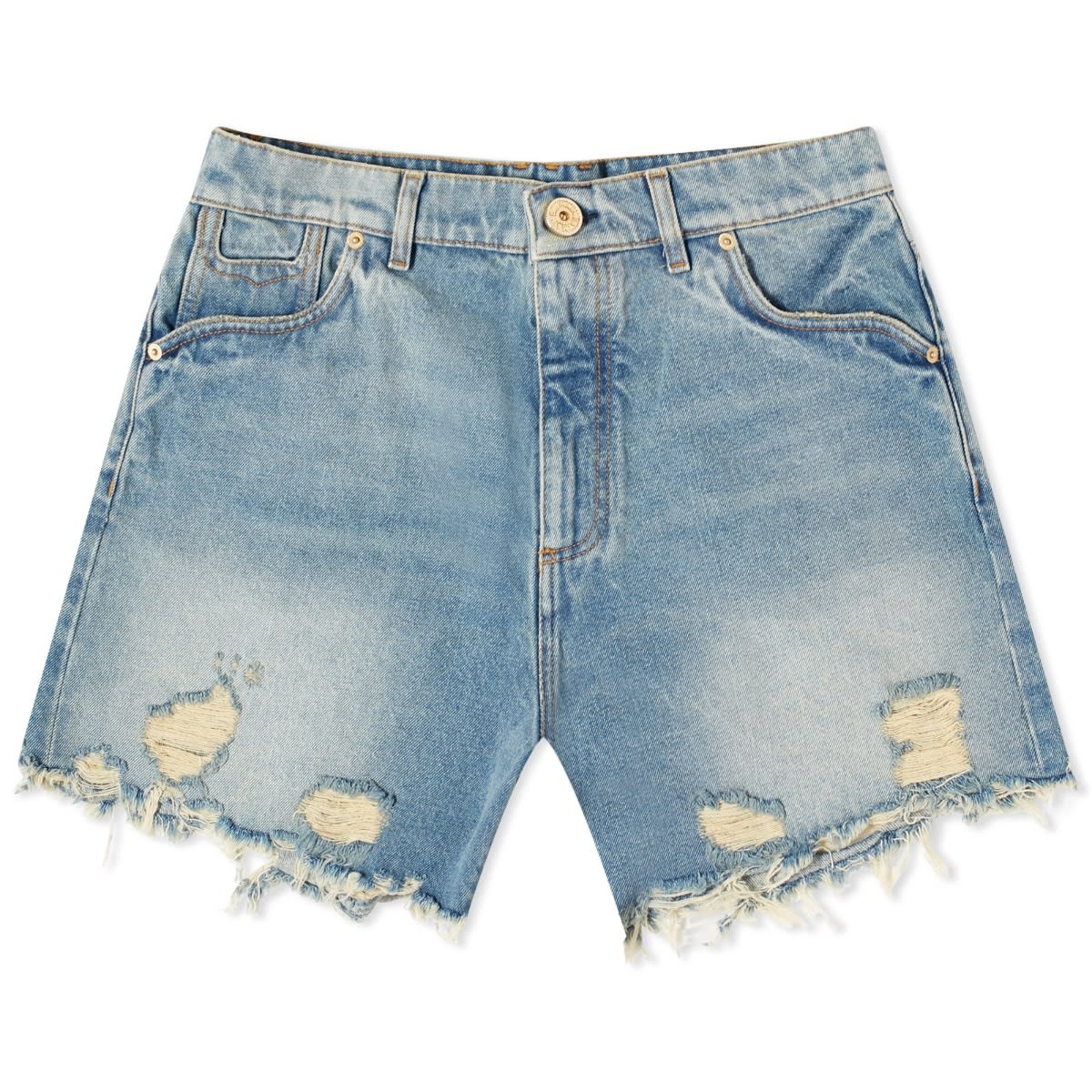 Balmain Raw Edge Denim Shorts - 1