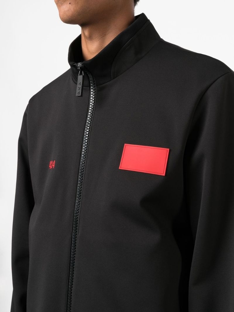 logo-embroidered zipped jacket - 5