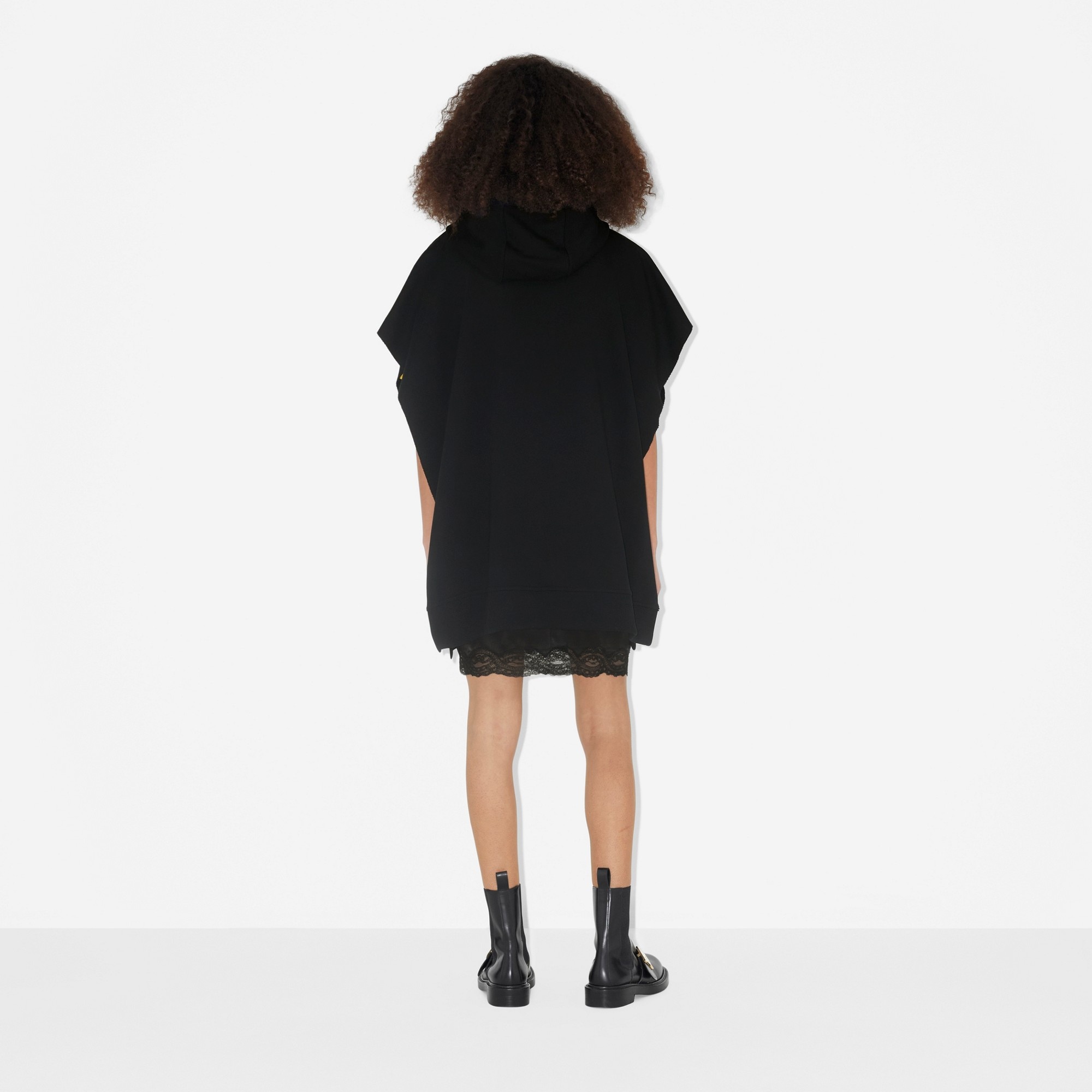 College Graphic Cotton Hooded Poncho - 7