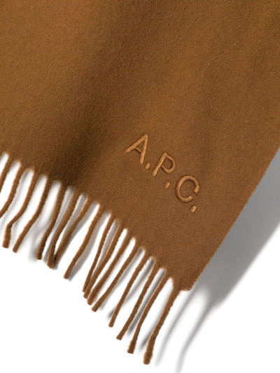 A.P.C. logo-embroidered virgin-wool scarf outlook